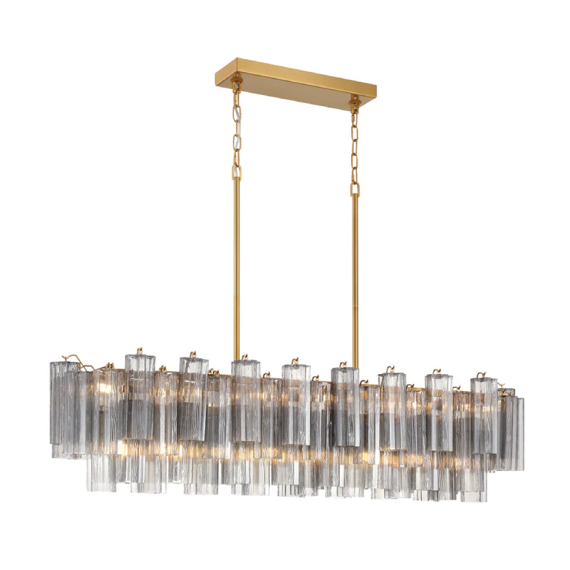 Crystorama ADD-317 Addis 14-lt 52" Linear Chandelier - Aged Brass/Smoke