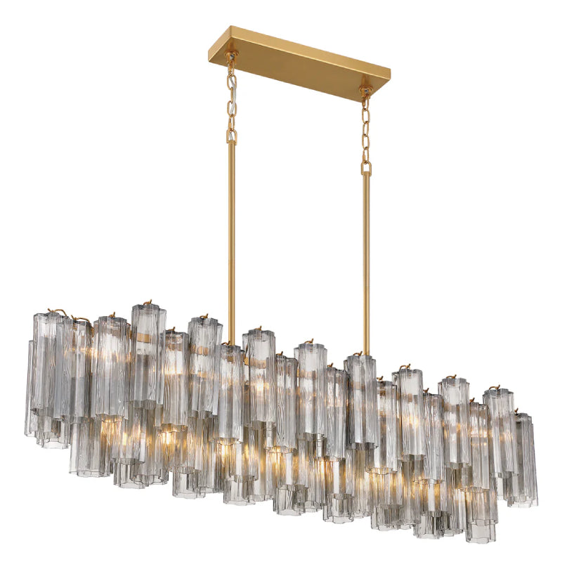 Crystorama ADD-317 Addis 14-lt 52" Linear Chandelier - Aged Brass/Smoke