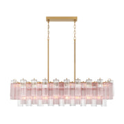 Crystorama ADD-317 Addis 14-lt 52" Linear Chandelier - Aged Brass/Spring