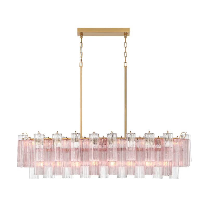 Crystorama ADD-317 Addis 14-lt 52" Linear Chandelier - Aged Brass/Spring