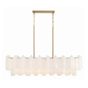 Crystorama ADD-317 Addis 14-lt 52" Linear Chandelier - Aged Brass/White