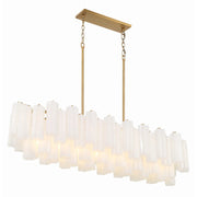 Crystorama ADD-317 Addis 14-lt 52" Linear Chandelier - Aged Brass/White