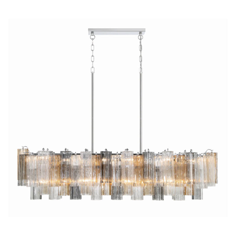 Crystorama ADD-317 Addis 14-lt 52" Linear Chandelier - Polished Chrome/Autumn