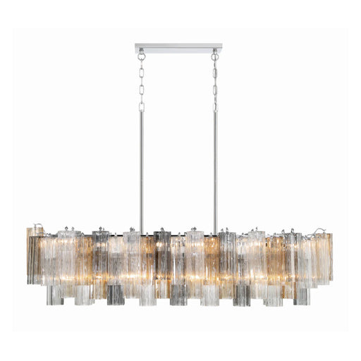 Crystorama ADD-317 Addis 14-lt 52" Linear Chandelier - Polished Chrome/Autumn
