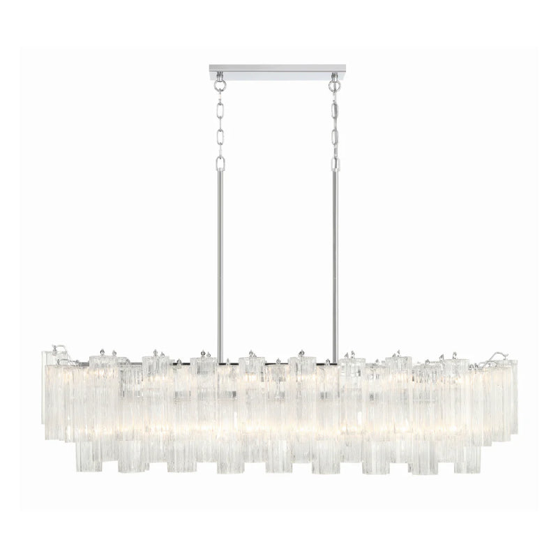Crystorama ADD-317 Addis 14-lt 52" Linear Chandelier -Polished Chrome/Clear