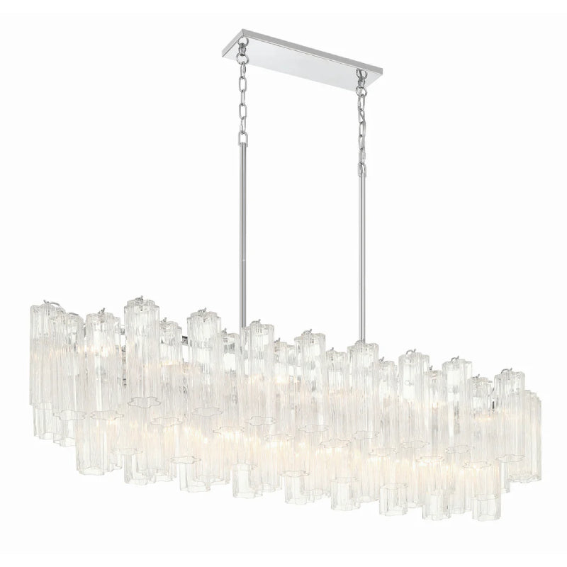 Crystorama ADD-317 Addis 14-lt 52" Linear Chandelier -Polished Chrome/Clear