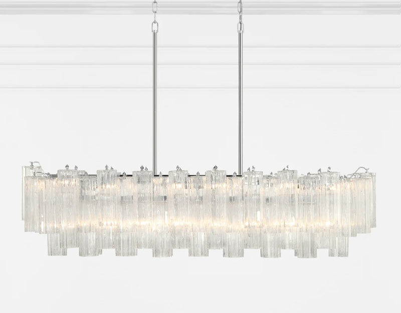 Crystorama ADD-317 Addis 14-lt 52" Linear Chandelier - Smoke -Polished Chrome/Clear