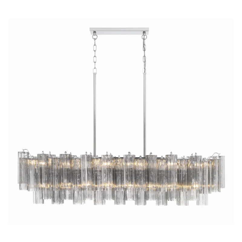 Crystorama ADD-317 Addis 14-lt 52" Linear Chandelier - Polished Chrome/Smoke