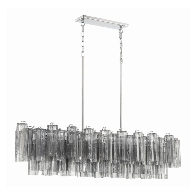 Crystorama ADD-317 Addis 14-lt 52" Linear Chandelier - Polished Chrome/Smoke