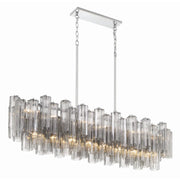 Crystorama ADD-317 Addis 14-lt 52" Linear Chandelier - Polished Chrome/Smoke