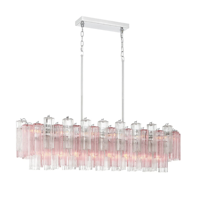 Crystorama ADD-317 Addis 14-lt 52" Linear Chandelier - Polished Chrome/Spring