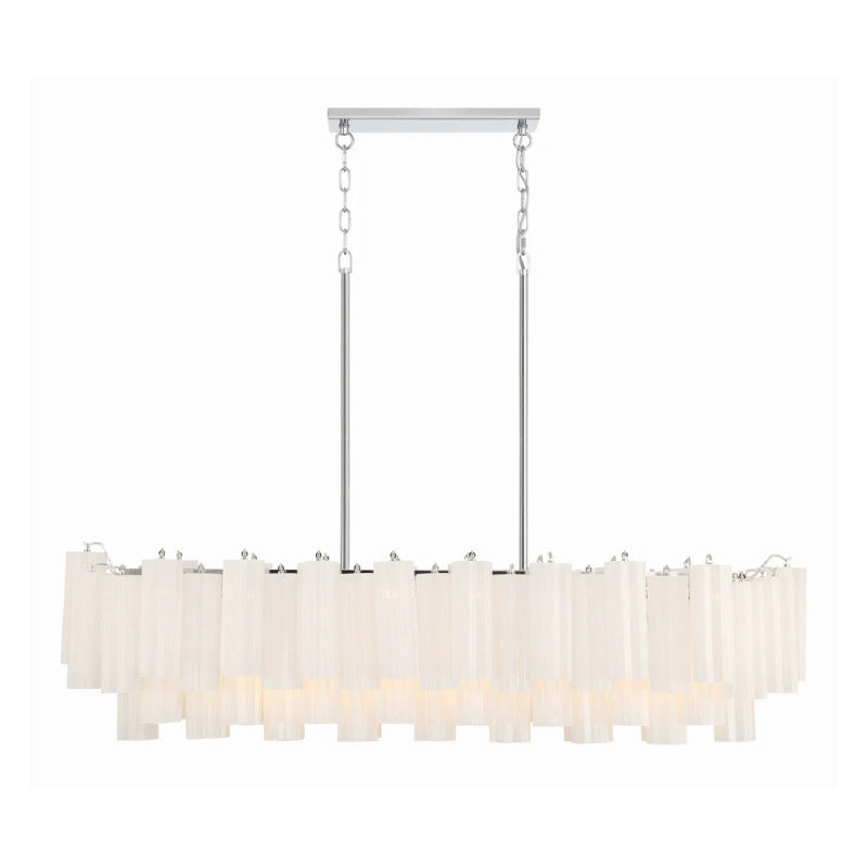 Crystorama ADD-317 Addis 14-lt 52" Linear Chandelier - Polished Chrome/White