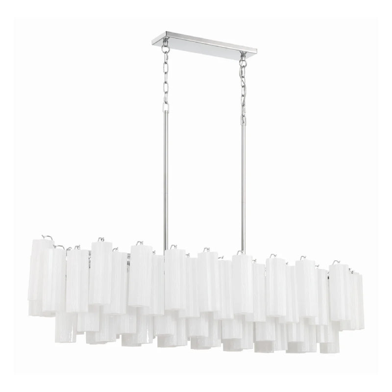 Crystorama ADD-317 Addis 14-lt 52" Linear Chandelier - Polished Chrome/White