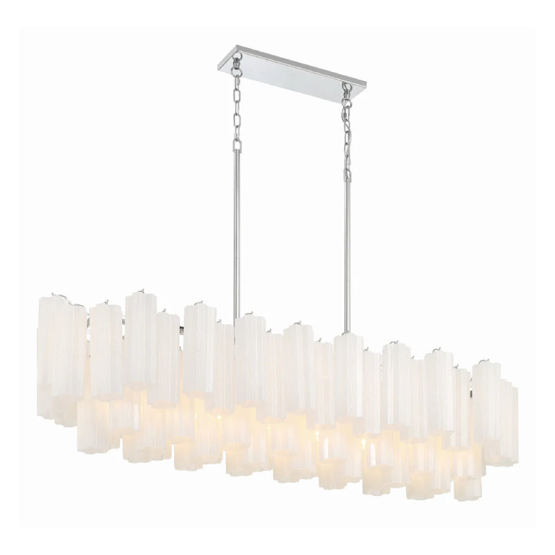 Crystorama ADD-317 Addis 14-lt 52" Linear Chandelier - Polished Chrome/White