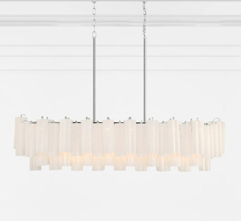 Crystorama ADD-317 Addis 14-lt 52" Linear Chandelier - Polished Chrome/White