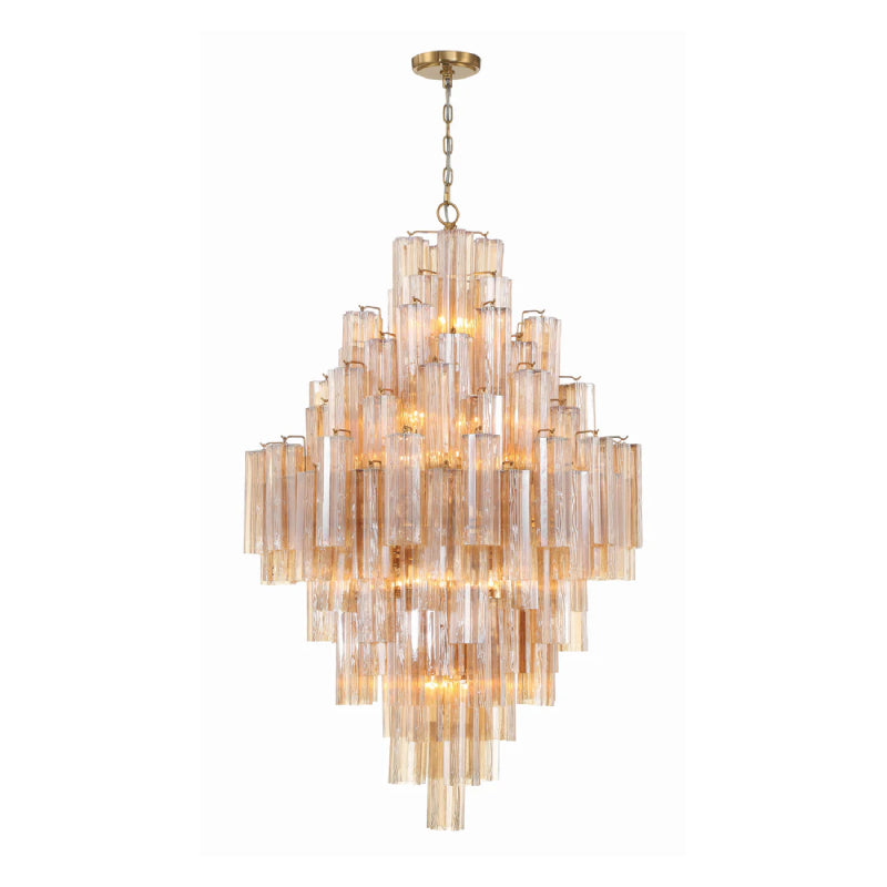Crystorama ADD-319 Addis 20-lt 32" Chandelier - Aged Brass/Amber