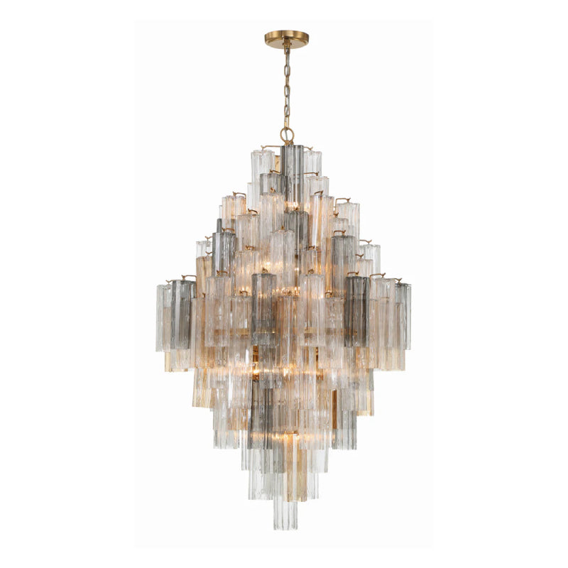 Crystorama ADD-319 Addis 20-lt 32" Chandelier - Aged Brass/Autumn