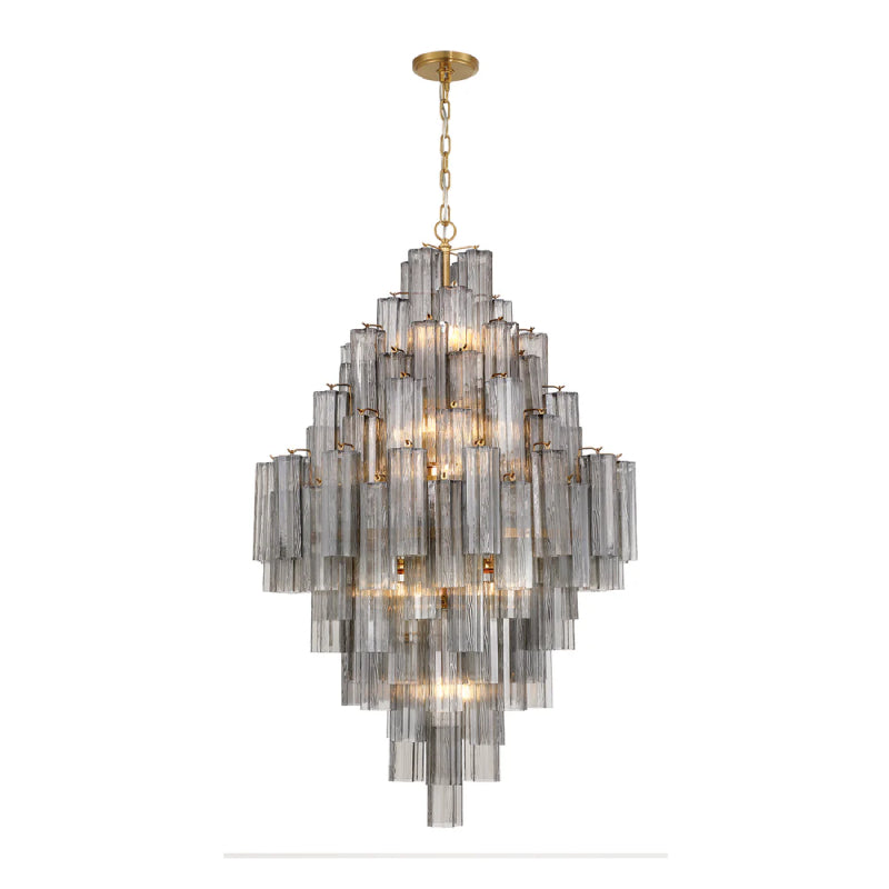 Crystorama ADD-319 Addis 20-lt 32" Chandelier - Aged Brass/Smoke
