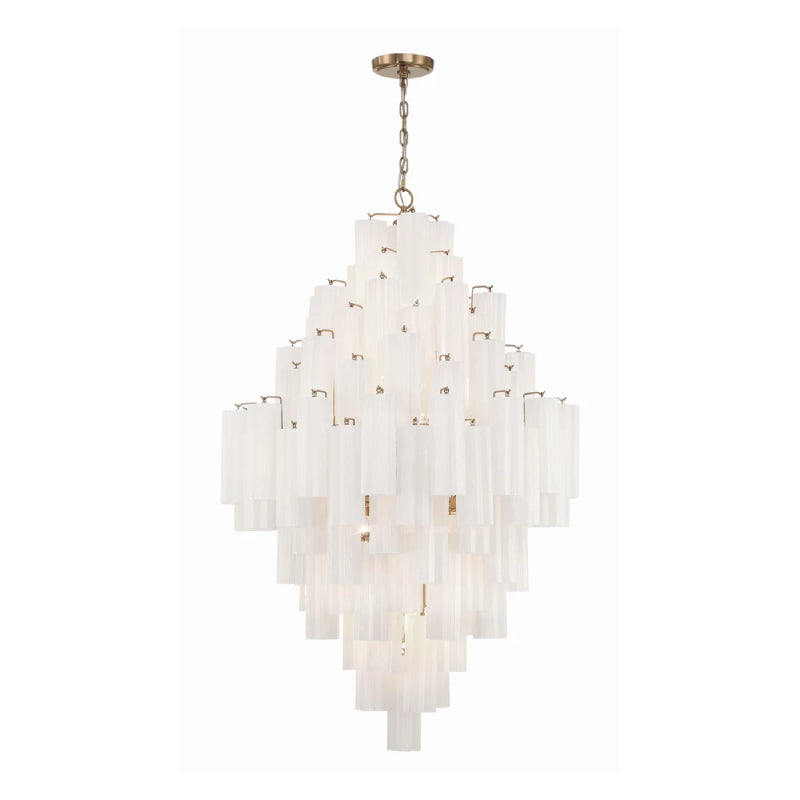 Crystorama ADD-319 Addis 20-lt 32" Chandelier - Aged Brass/White