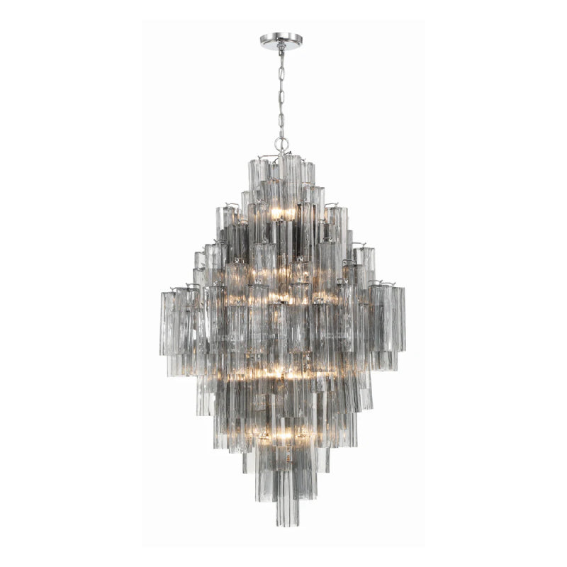 Crystorama ADD-319 Addis 20-lt 32" Chandelier - Polished Chrome/Smoke