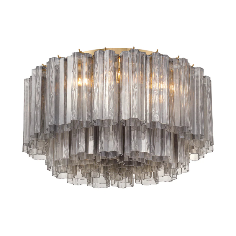 Crystorama ADD-321 Addis 7-lt 22" Flush Mount - Aged Brass/Smoke