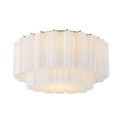 Crystorama ADD-321 Addis 7-lt 22" Flush Mount - Aged Brass/White