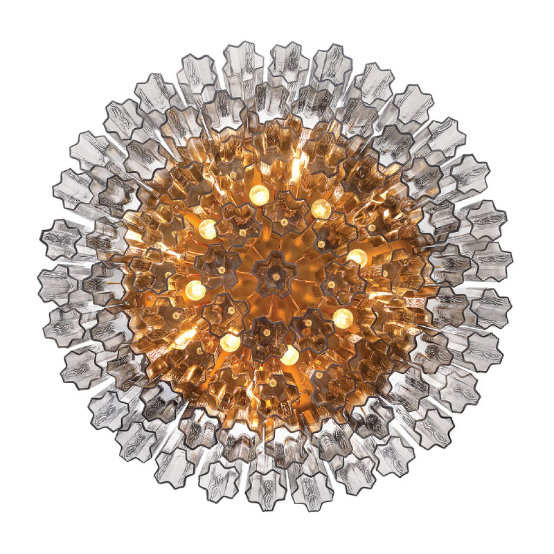 Crystorama ADD-331 Addis 16-lt 32" Flush Mount - Aged Brass/Smoke