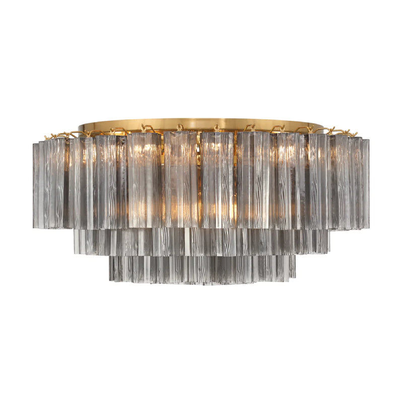Crystorama ADD-331 Addis 16-lt 32" Flush Mount - Aged Brass/Smoke