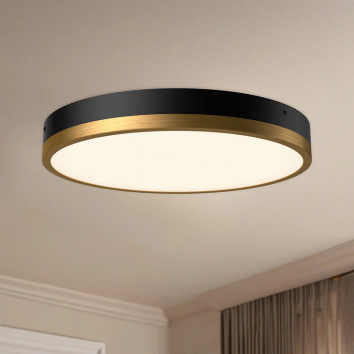 Alora Mood FM554215-5CCT Adelaide 1-lt 15" LED Flush Mount, 5CCT Selectable - Aged Gold/Matte Black