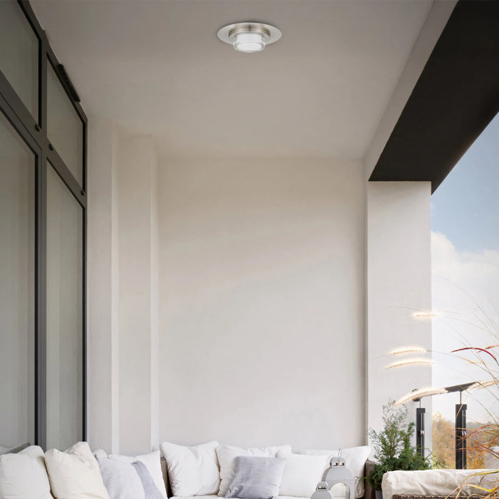 Alteck Lighting AFM0012-3CCT-W Plate 1-lt 12" LED Outdoor Flush Mount, 3CCT Selectable - Brushed Stainless Steel