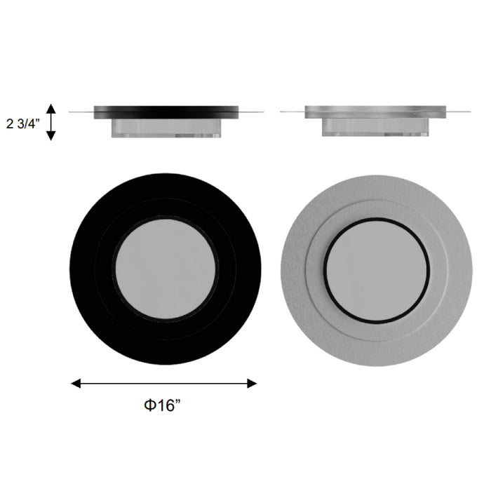 Alteck Lighting AFM0013-3CCT-W Plate 1-lt 16" LED Outdoor Flush Mount, 3CCT Selectable