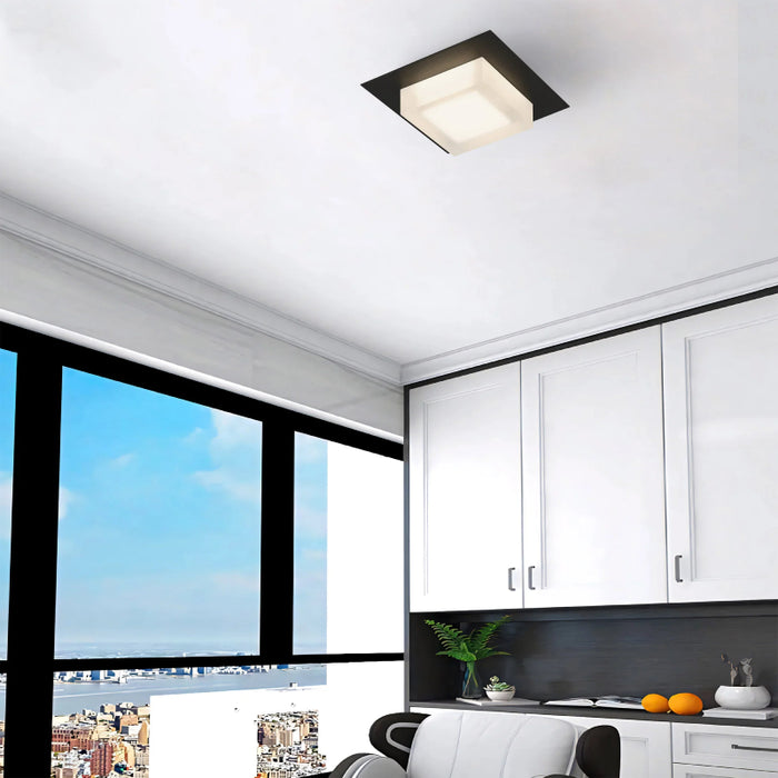 Alteck Lighting AFM0014-3CCT-W Foursquare 8" LED Outdoor Flush Mount, 3CCT Selectable