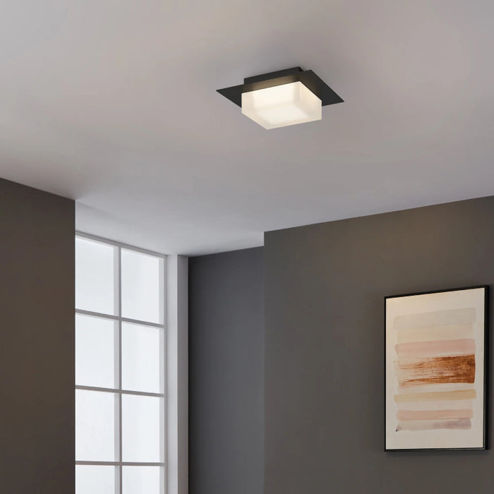 Alteck Lighting AFM0014-3CCT-W Foursquare 8" LED Outdoor Flush Mount, 3CCT Selectable