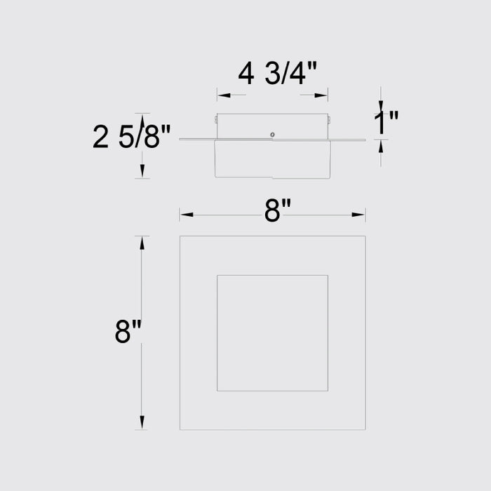 Alteck Lighting AFM0014-3CCT-W Foursquare 8" LED Outdoor Flush Mount, 3CCT Selectable