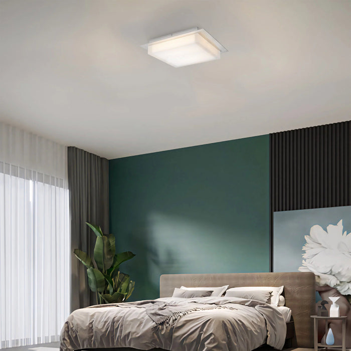 Alteck Lighting AFM0015-3CCT-W Foursquare 14" LED Outdoor Flush Mount, 3CCT Selectable - Brushed Stainless Steel