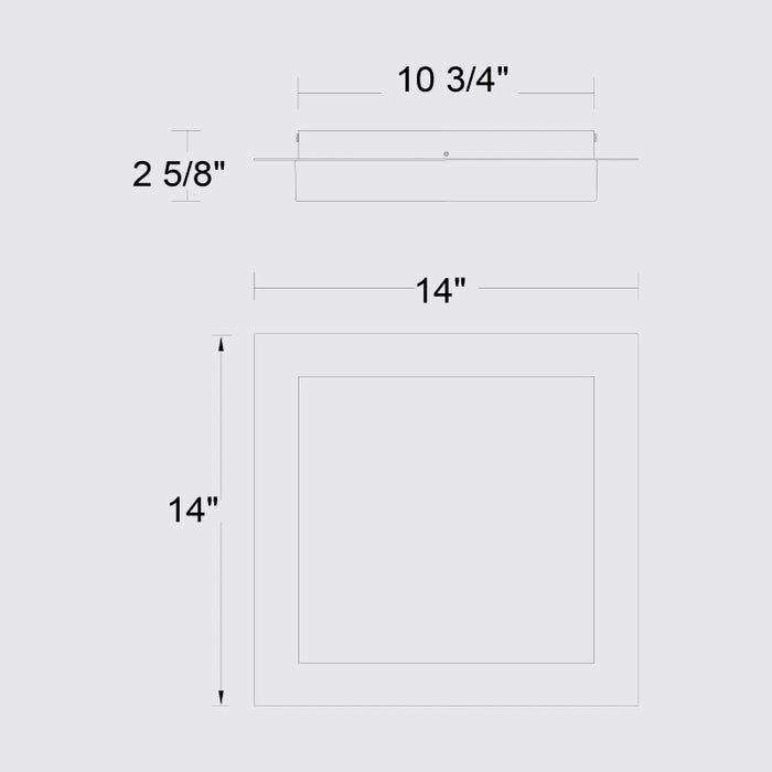 Alteck Lighting AFM0015-3CCT-W Foursquare 14" LED Outdoor Flush Mount, 3CCT Selectable