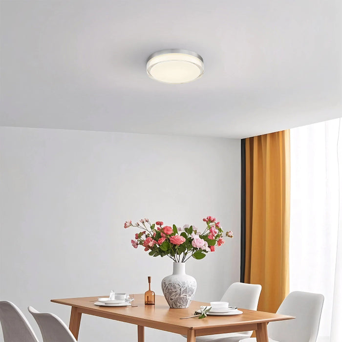 Alteck Lighting AFM0018-3CCT-W Sunspot 1-lt 12" LED Outdoor Flush Mount, 3CCT Selectable - Brushed Stainless Steel