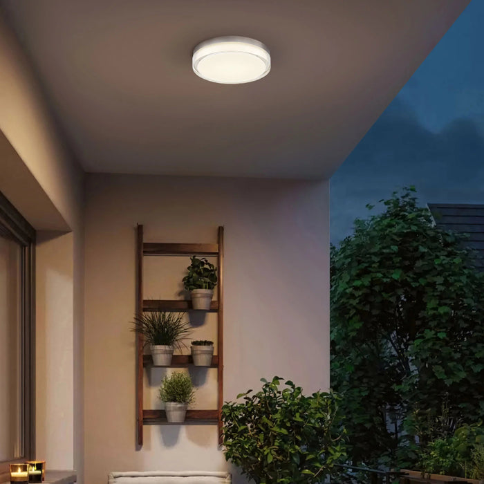 Alteck Lighting AFM0018-3CCT-W Sunspot 1-lt 12" LED Outdoor Flush Mount, 3CCT Selectable - Brushed Stainless Steel