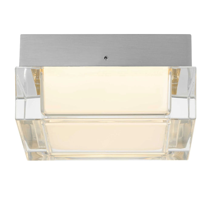 Alteck Lighting AFM0019-3CCT-W Box 5" LED Outdoor Flush Mount, 3CCT Selectable - Brushed Stainless Steel
