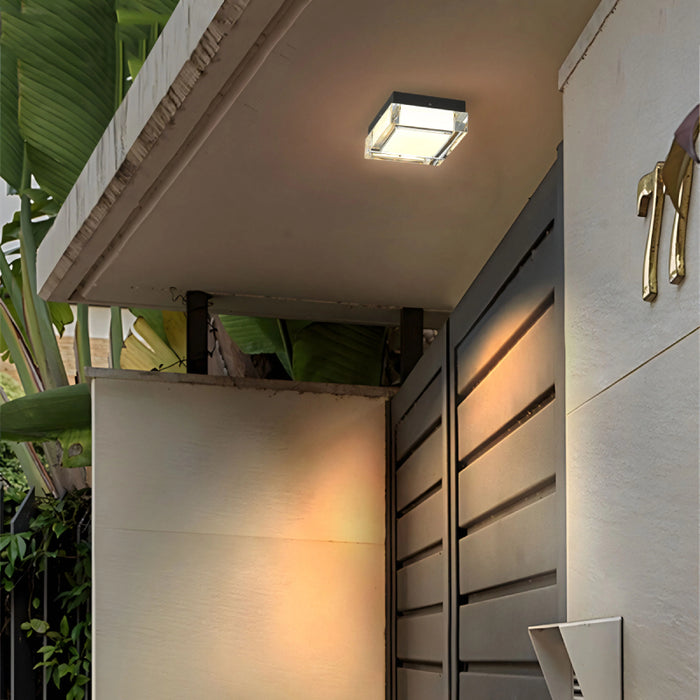Alteck Lighting AFM0019-3CCT-W Box 5" LED Outdoor Flush Mount, 3CCT Selectable - Sand Black