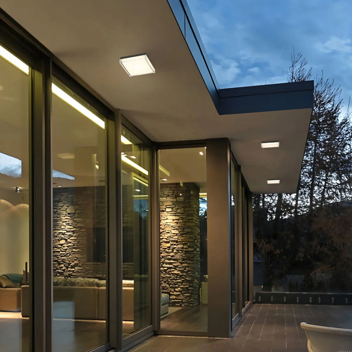 Alteck Lighting AFM0021-3CCT-W Box 11" LED Outdoor Flush Mount, 3CCT Selectable