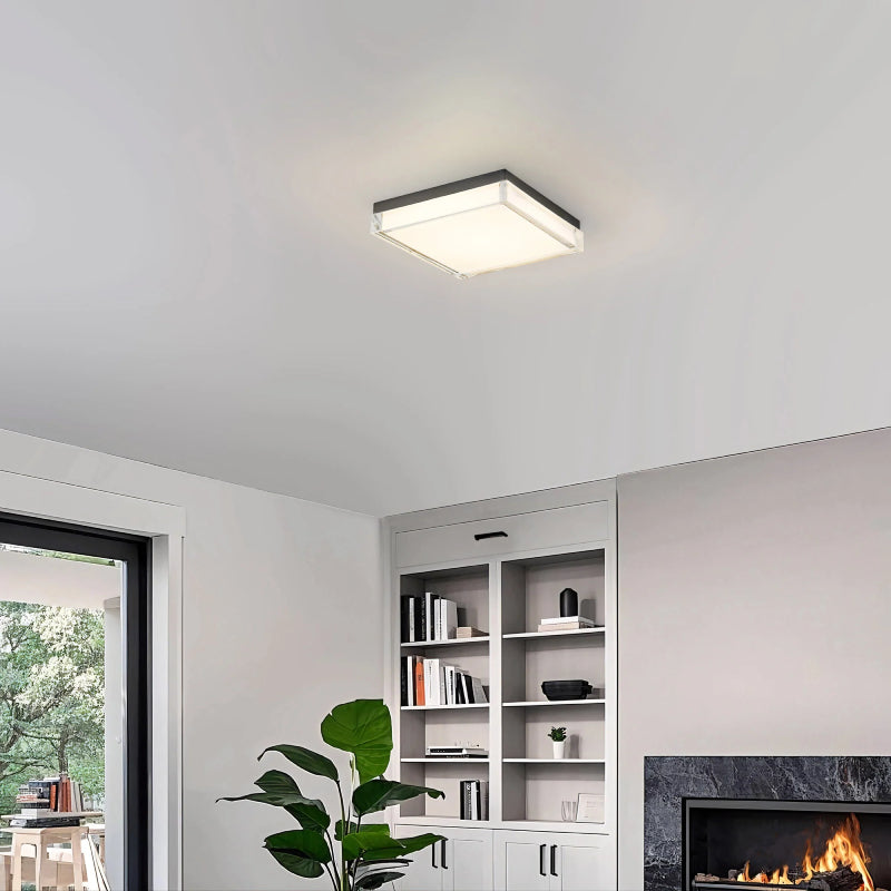 Alteck Lighting AFM0021-3CCT-W Box 11" LED Outdoor Flush Mount, 3CCT Selectable - Sand Black