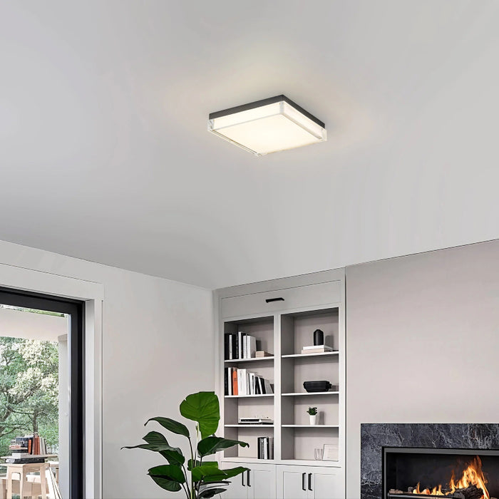 Alteck Lighting AFM0021-3CCT-W Box 11" LED Outdoor Flush Mount, 3CCT Selectable - Sand Black