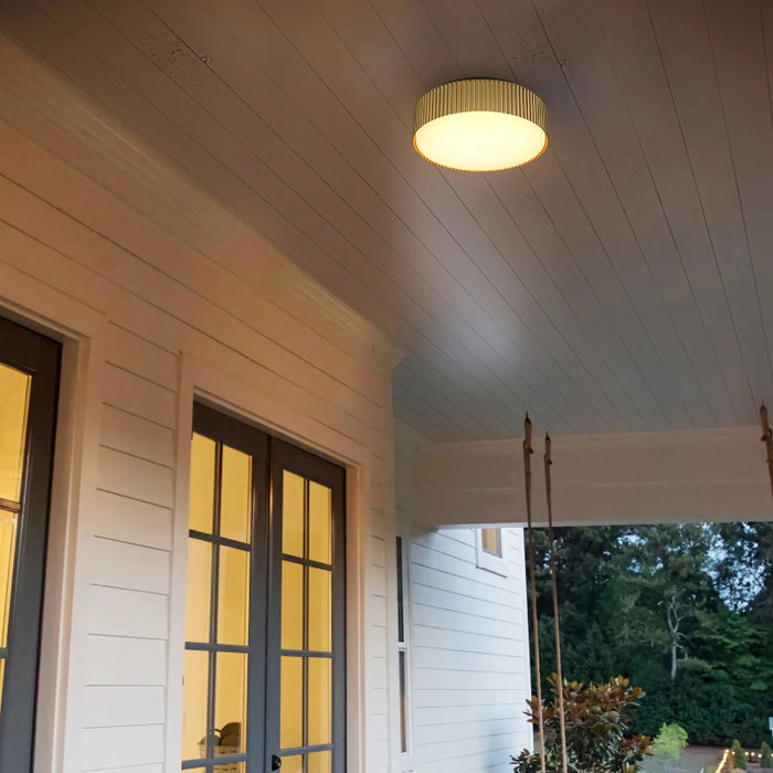 Alteck Lighting AFM0064-5CCT-W Channel 9" LED Outdoor Flush Mount, 5CCT Selectable - Painted Brass