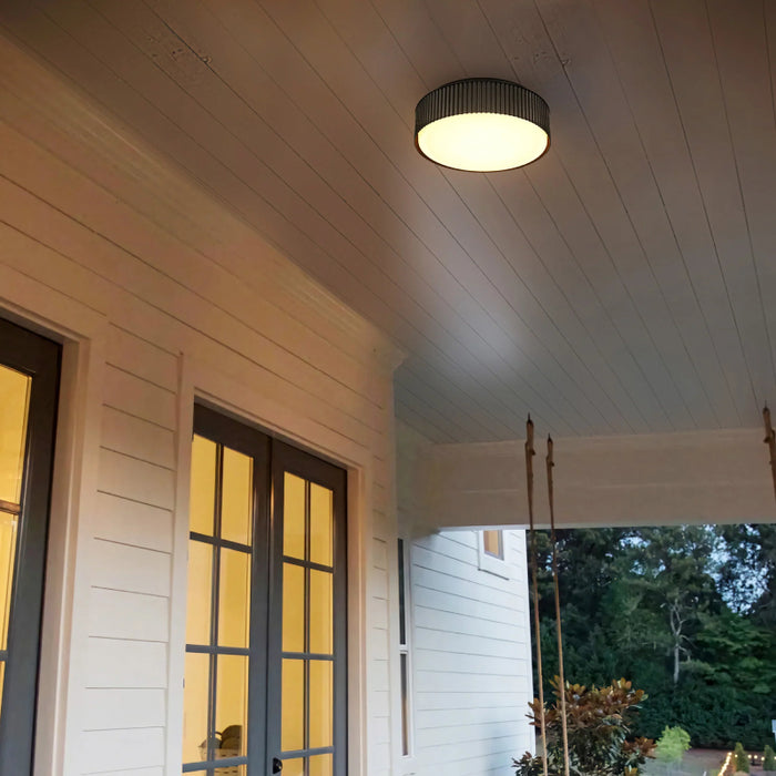 Alteck Lighting AFM0064-5CCT-W Channel 9" LED Outdoor Flush Mount, 5CCT Selectable - Sand Black