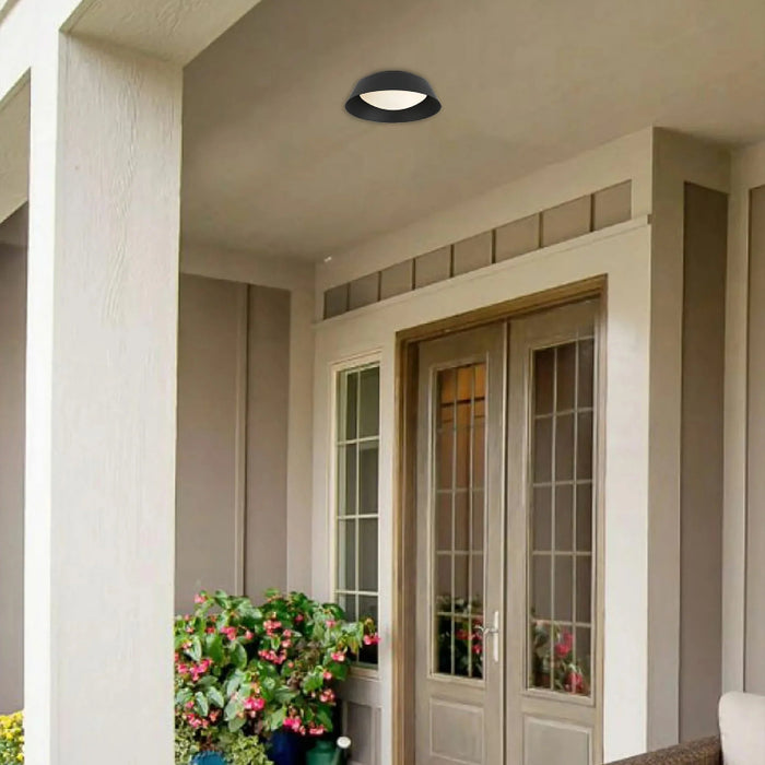 Alteck Lighting AFM0066-5CCT-W Pez 1-lt 11" LED Outdoor Flush Mount, 5CCT Selectable - Sand Black
