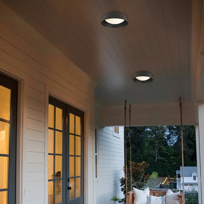 Alteck Lighting AFM0066-5CCT-W Pez 1-lt 11" LED Outdoor Flush Mount, 5CCT Selectable - Sand Black