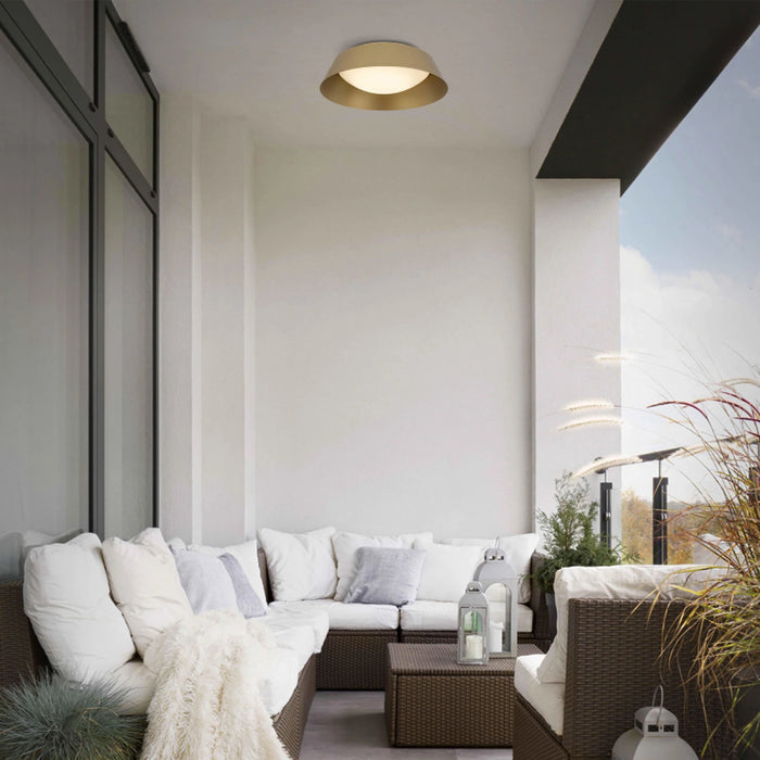 Alteck Lighting AFM0066-5CCT-W Pez 1-lt 11" LED Outdoor Flush Mount, 5CCT Selectable - Painted Brass