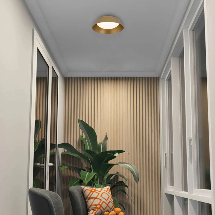 Alteck Lighting AFM0066-5CCT-W Pez 1-lt 11" LED Outdoor Flush Mount, 5CCT Selectable - Painted Brass