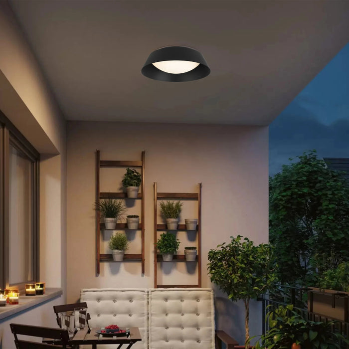 Alteck Lighting AFM0067-5CCT-W Pez 1-lt 15" LED Outdoor Flush Mount, 5CCT Selectable - Sand Black